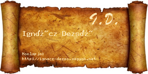 Ignácz Dezső névjegykártya